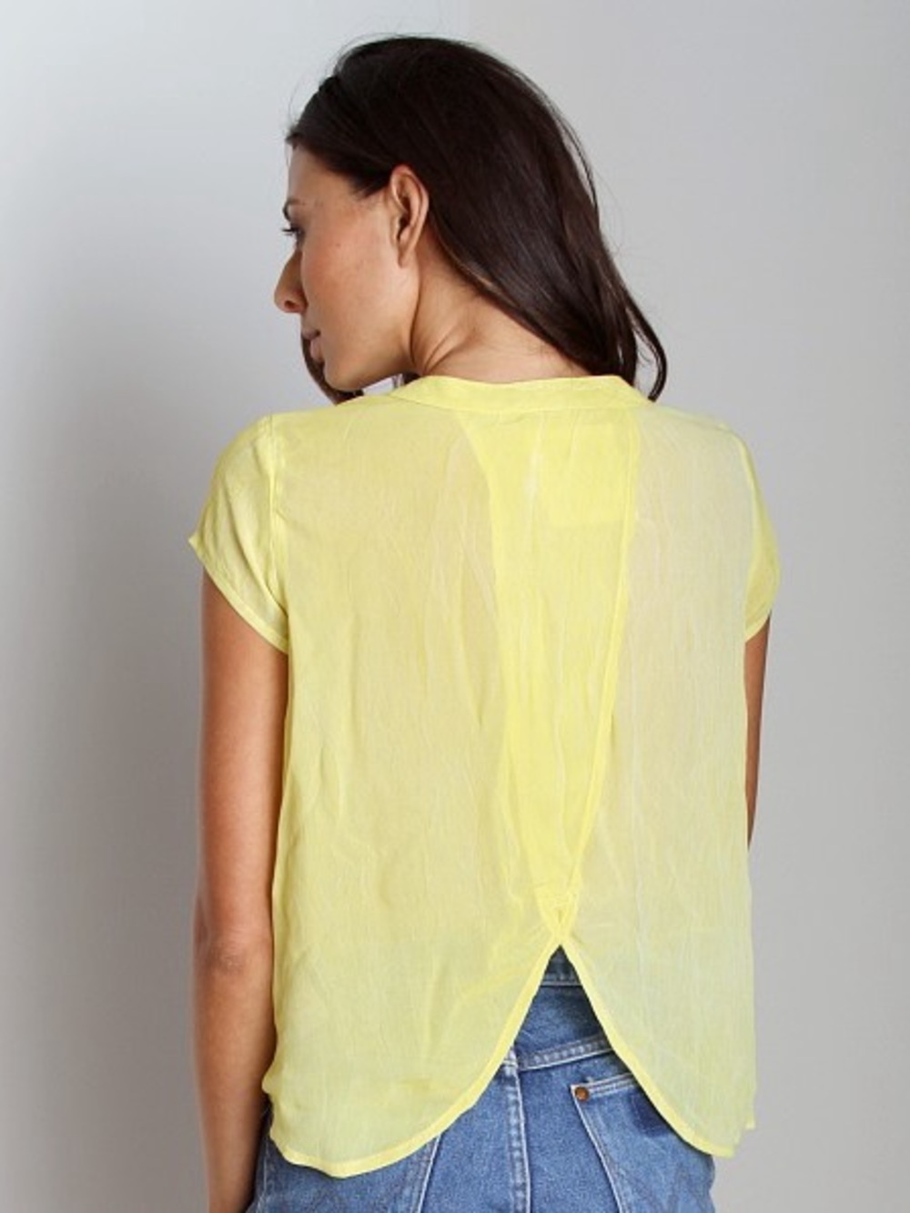 We The Free Spellbound Button Up short sleeve top golden moss chartreuse breezy